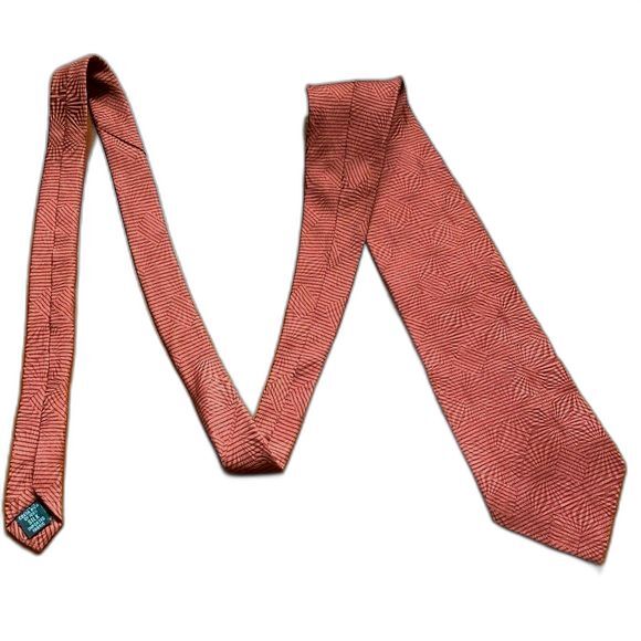 BILL BLASS Silk Necktie Black label Burnt Orange Mens 4 inches Wide - Picture 4 of 7